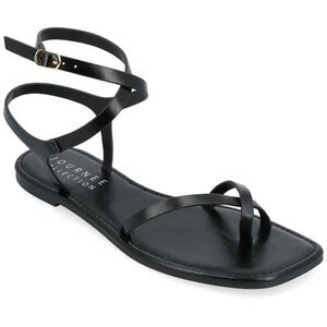 W601 Journee Black Charra Women's Strappy Sandals - Size: 8,